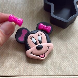 Disney Minnie Mouse Avon 3-in-1 Brooch Pierced Earrings Trinket Box Set | NIB K5